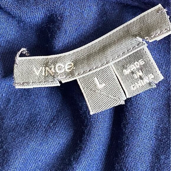 Vince Navy Mesh Insert Drop Shoulder Long Sleeve Tee Women’s Size Large - Picture 8 of 9